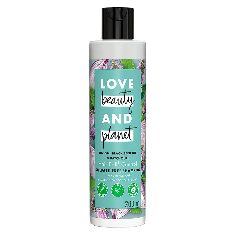 Love Beauty and Planet Onion, Black Seed Oil and Patchouli Hair fall Control Sulfate Free Shampoo - 200 ml
