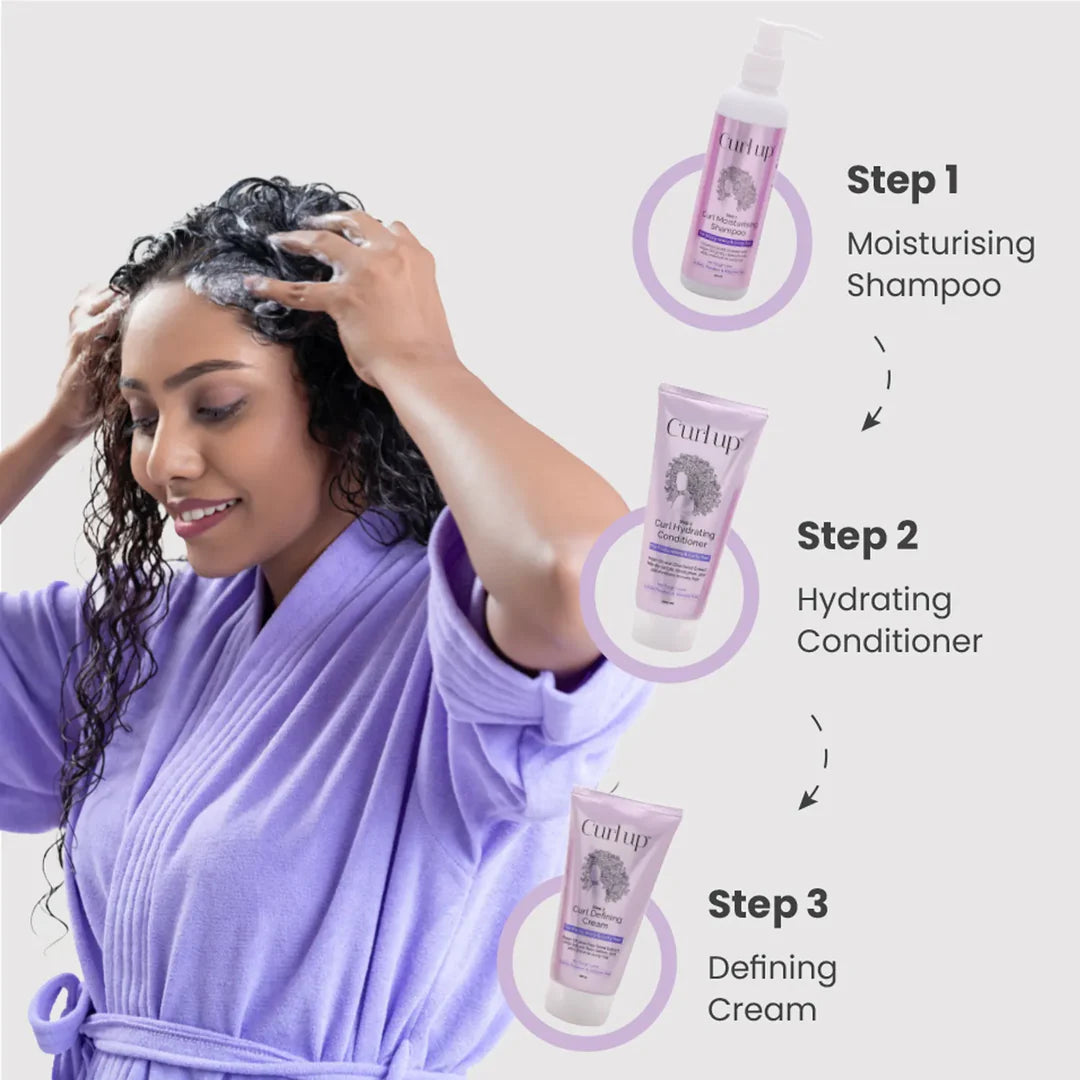 Curl Up Curl Care Bundle — Curl Moisturising Shampoo, Curl Hydrating Conditioner & Curl Defining Cream - photo 3