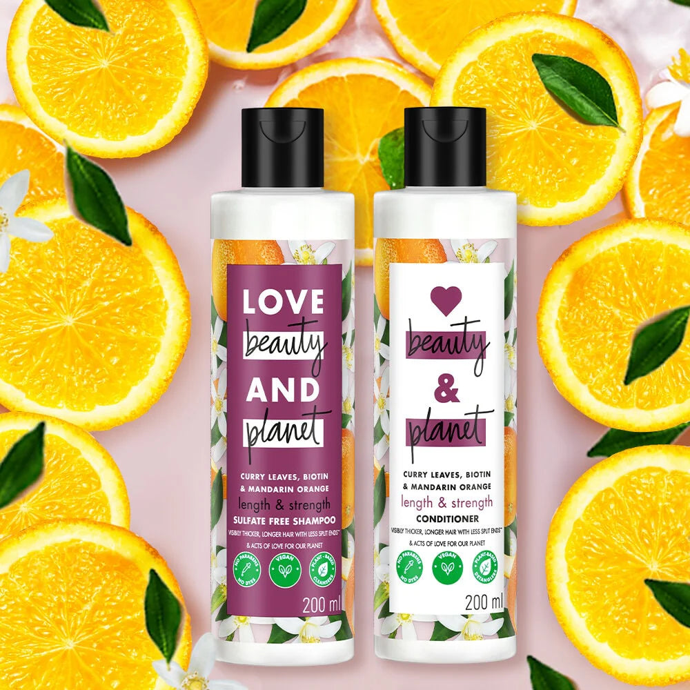 Love Beauty & Planet Curry Leaves, Biotin & Mandarin Long & Strong Hair Care Combo