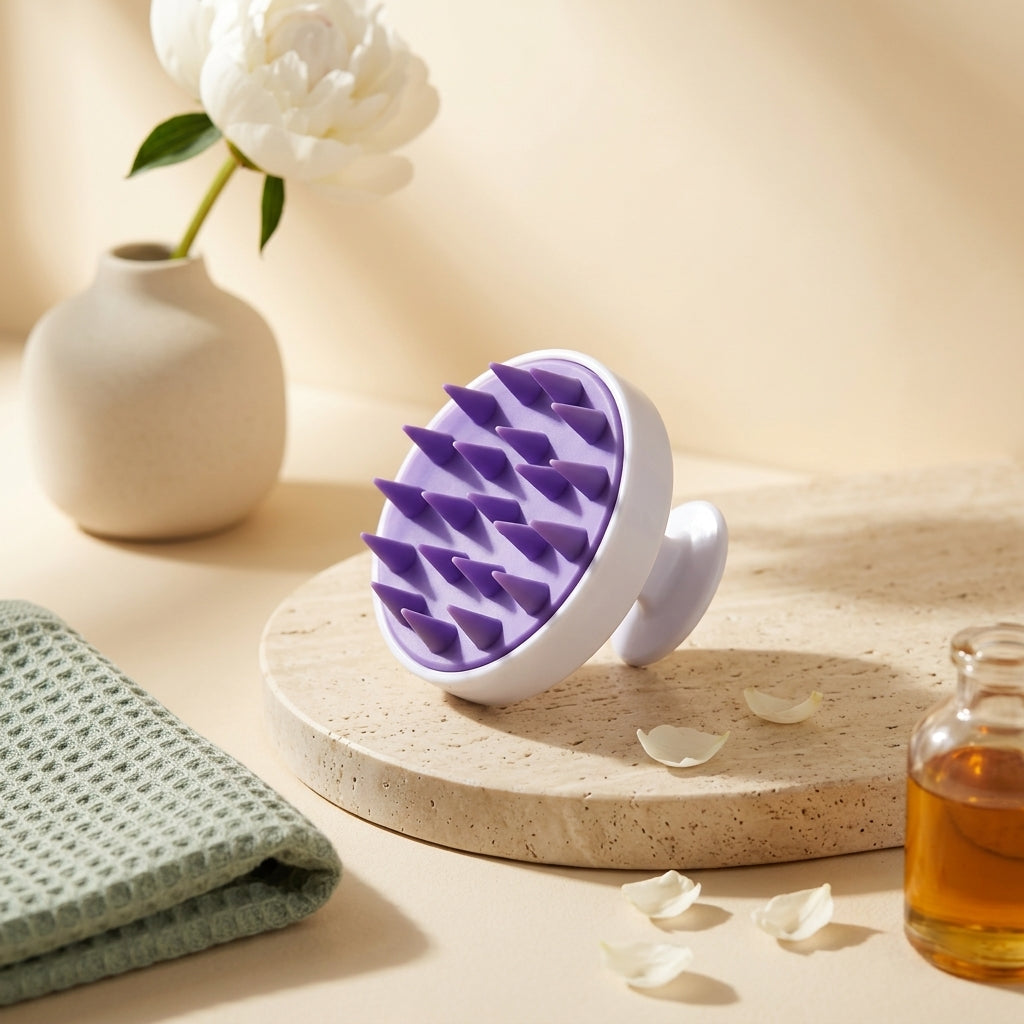 Curl Basics Scalp Round Hair Manual Massager Hair Brush - Multicolor