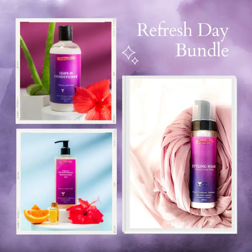 SugarBoo Curls Bundle — Refresh, Styling Foam, Leave-In Conditioner & Citrus & Hibiscus Moisture Hold Gel - photo 5