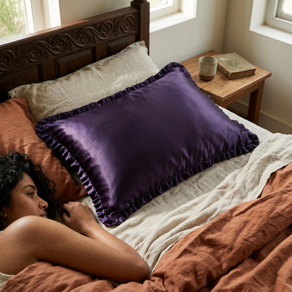 Curlyn Satin Frilled Pillow Cover (Plain)