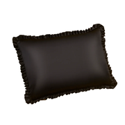 Curlyn Satin Frilled Pillow Cover (Plain) - MEDIUM / Black