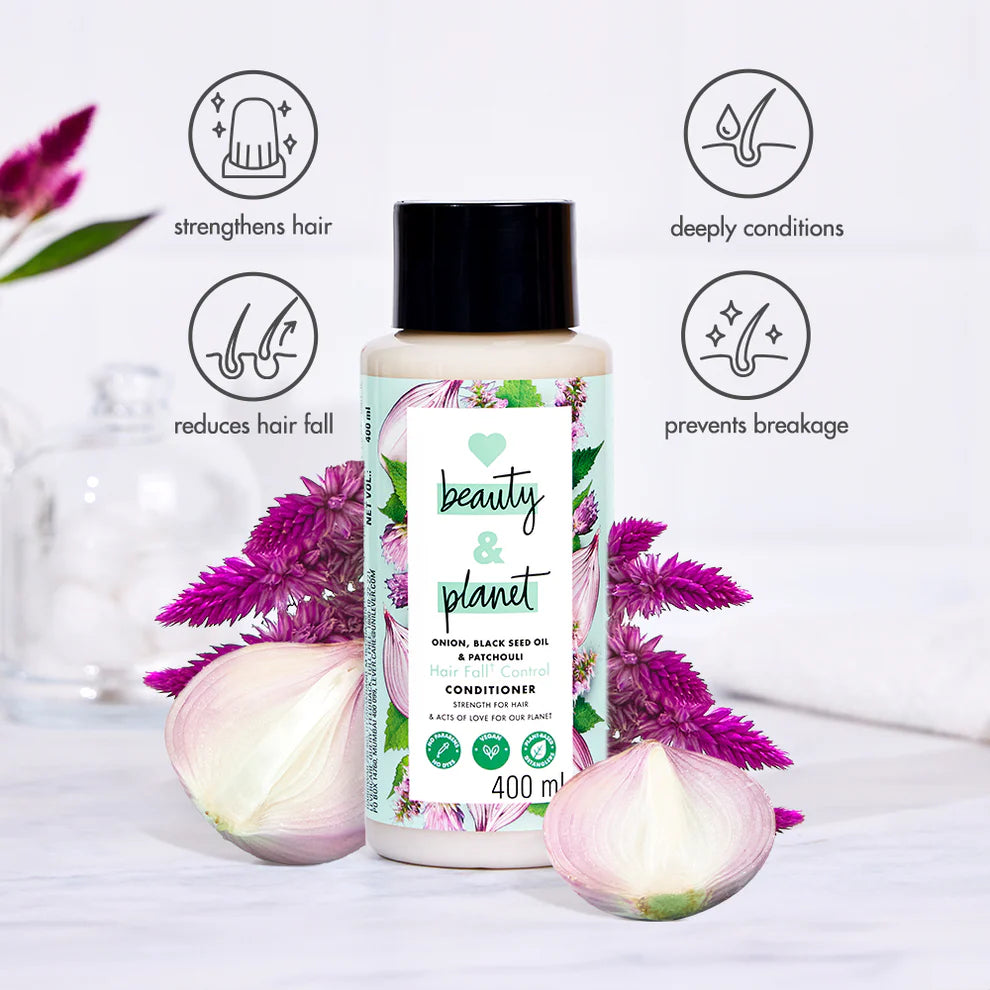 Love Beauty and Planet Onion, Black Seed Oil and Patchouli Hair fall Control Sulfate Free Conditioner - photo 6