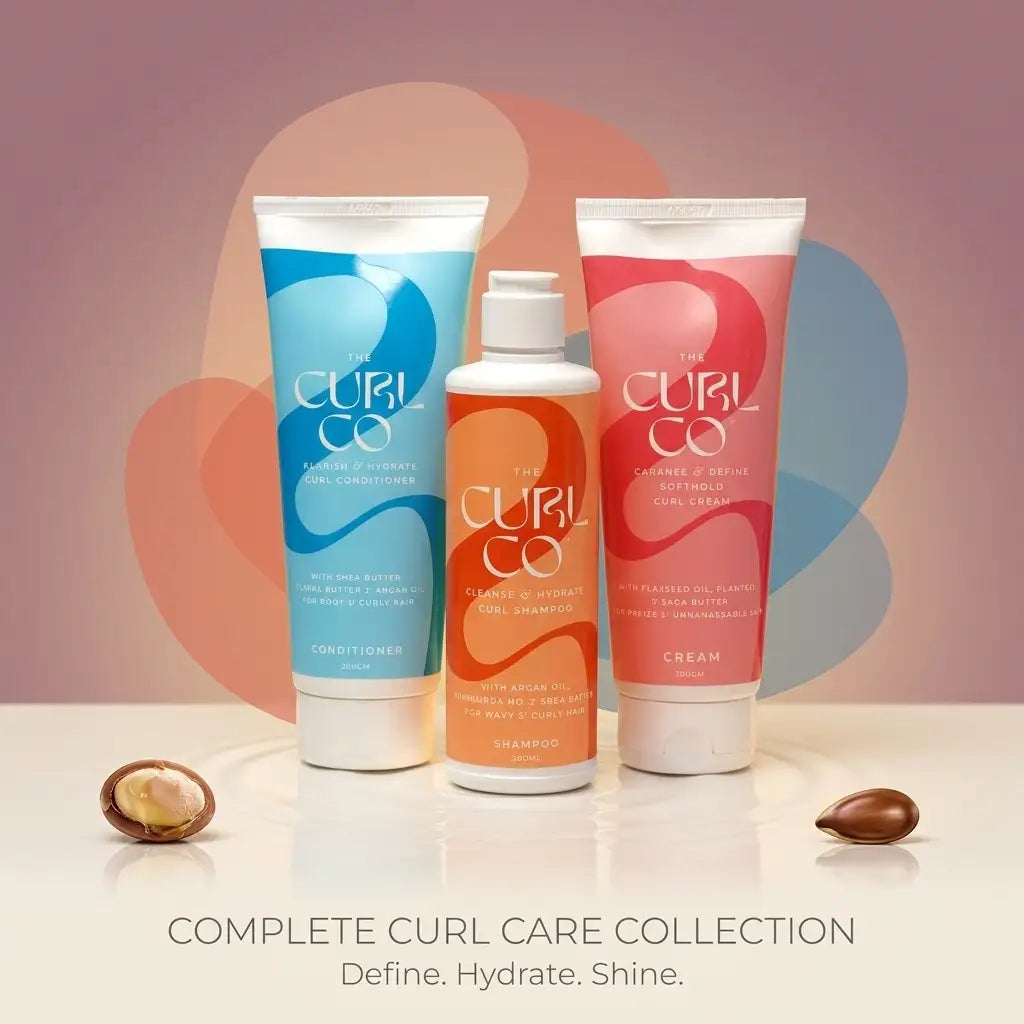 THE CURL CO Curl Shampoo, Conditioner, Curl Cream Bundle