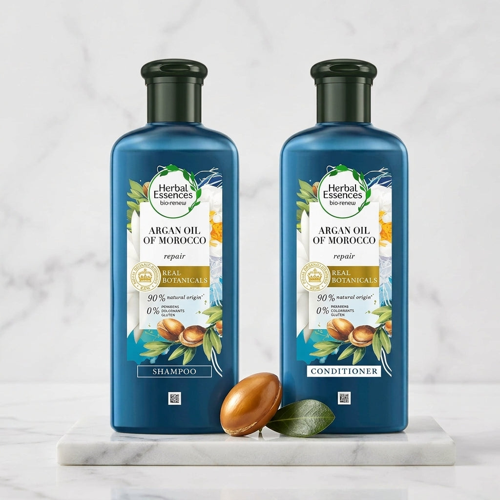 Herbal Essences Argan Oil of Morocco SHAMPOO and CONDITIONER - For Hair Repair and No Frizz- No Paraben, No Colorants, 240ML