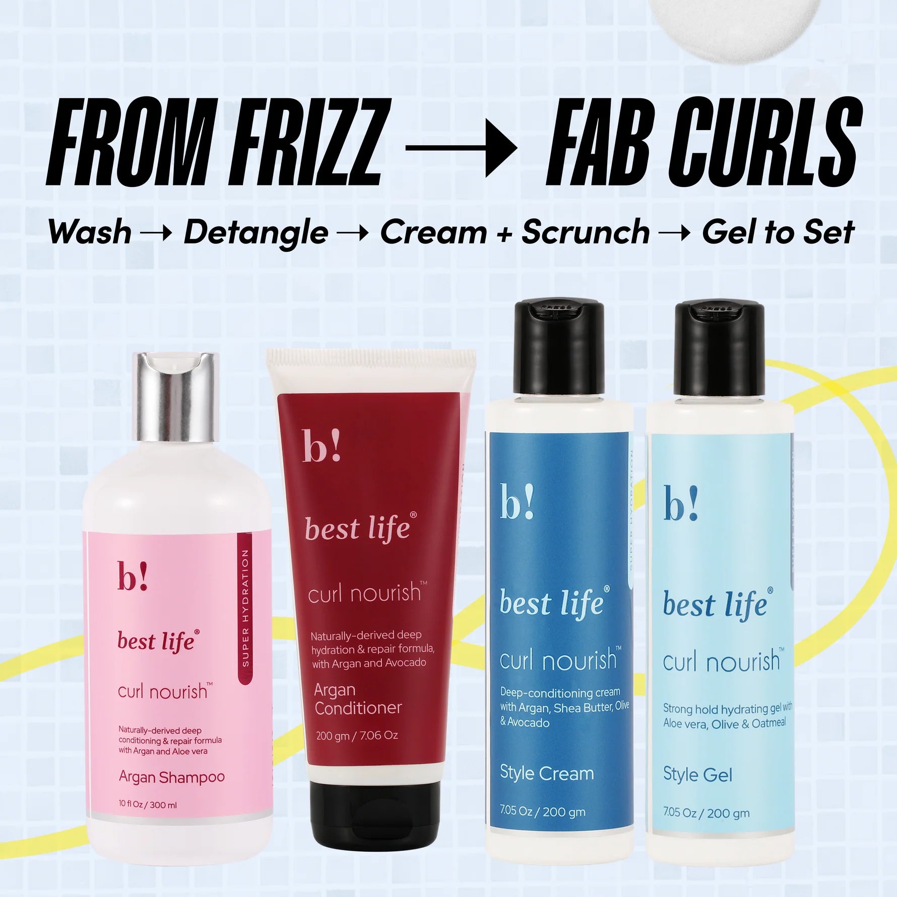 Best Life Curl Nourish Argan Wash & Style Bundle | for Dry, Color-treated, Curly, Wavy & Coily Hair