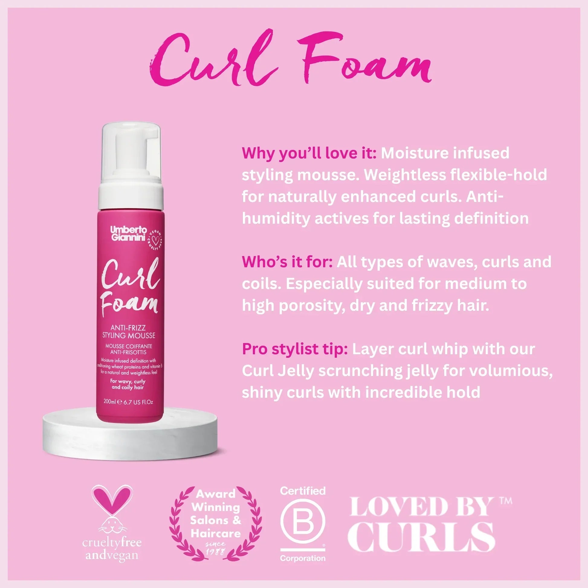 Umberto Giannini Curl Foam Anti-Frizz Styling Mousse - photo 3