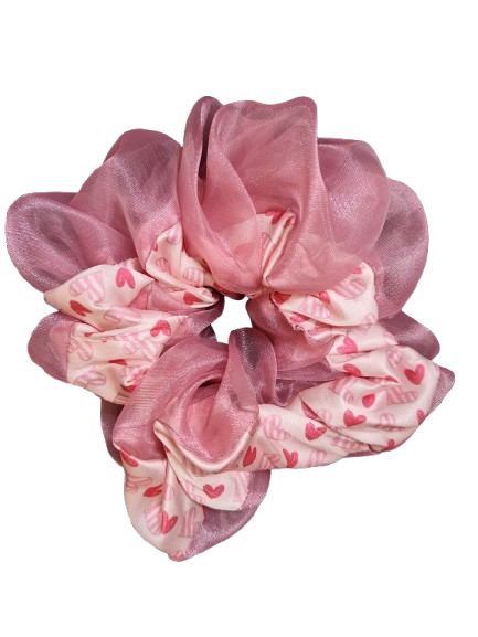 Curl Basics Floral Print Scrunchies - MEDIUM / Pink