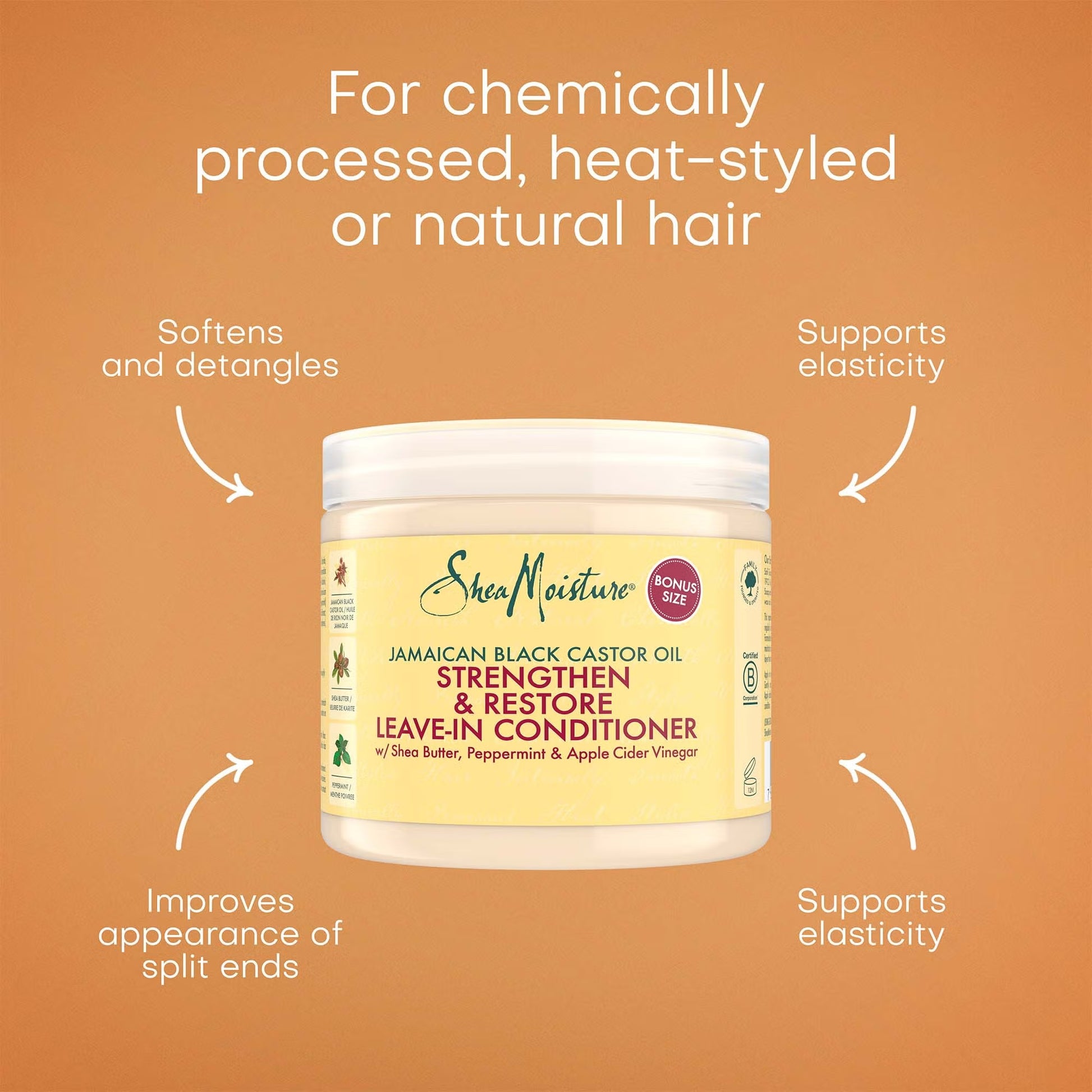 Shea Moisture Jamaican Black Castor Oil Strengthen & Restore Leave-In Conditioner - photo 5