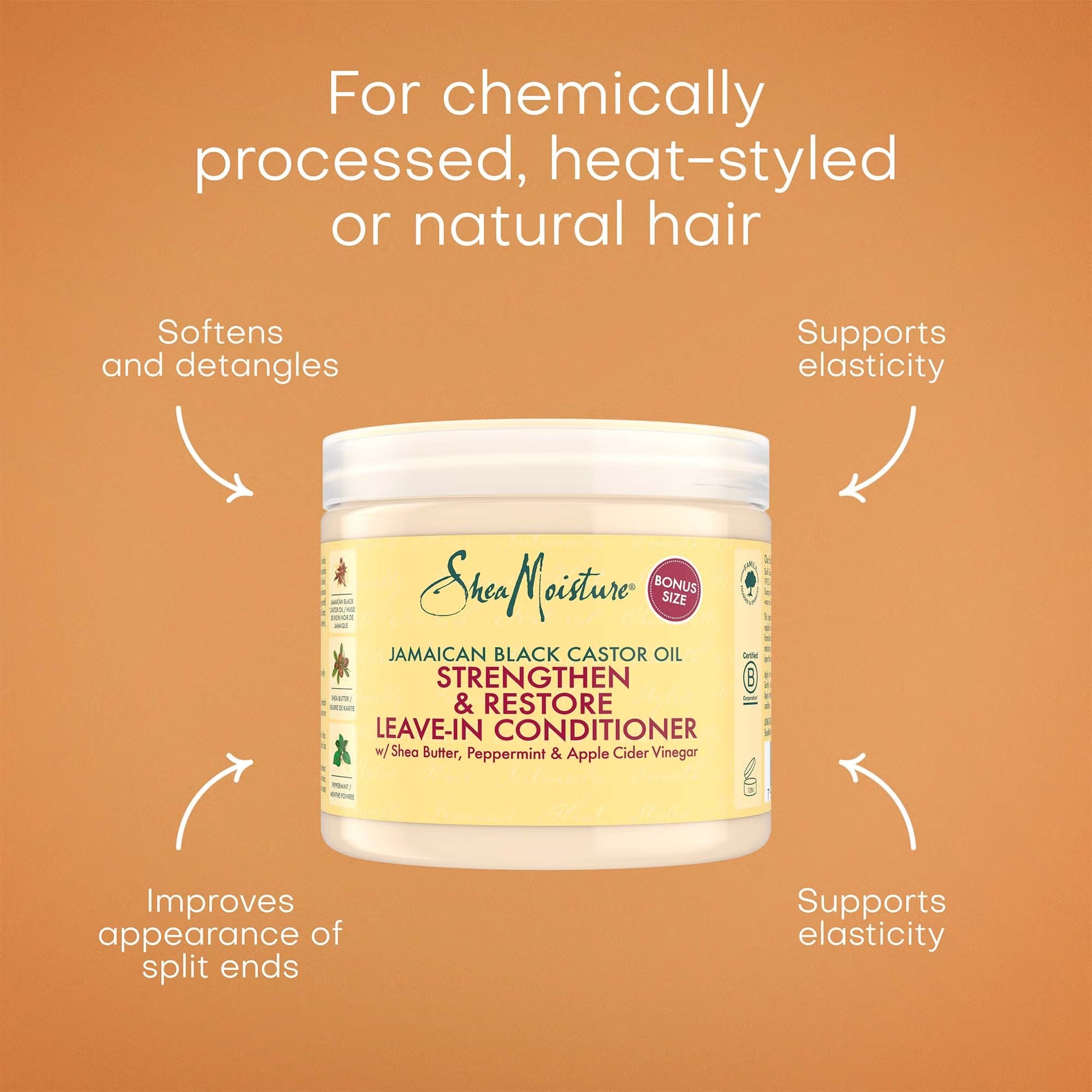 Shea Moisture Jamaican Black Castor Oil Strengthen & Restore Leave-In Conditioner - photo 5