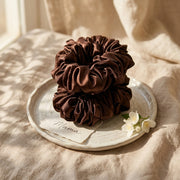 Curlyn Satin Scrunchy Pack Of 2 - Brown